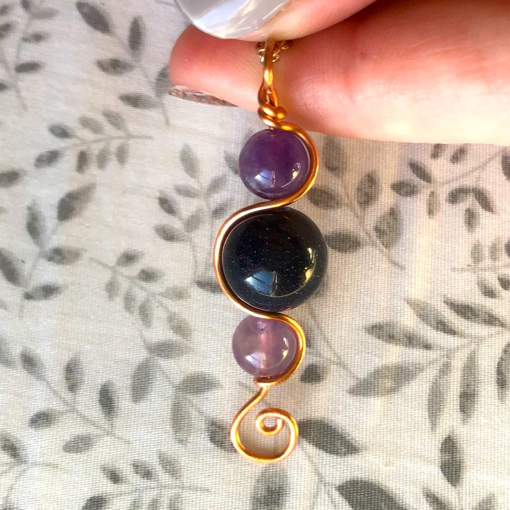 Amethyst and goldstone necklace